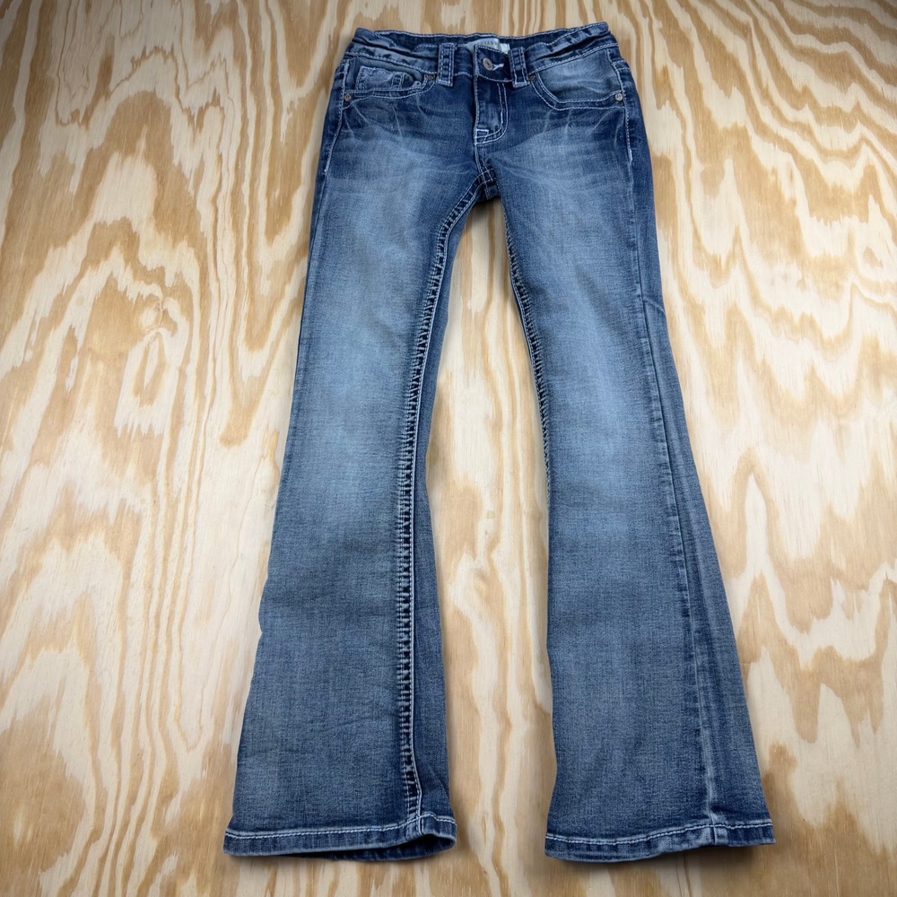 Shyanne Girls Size 7 Bootcut Jeans Medium Wash Embroidered Western Denim